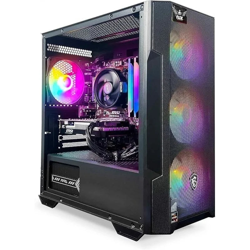 PC de Escritorio Ryzen 5 5500, RTX 3050 6GB, (2 * 8GB) 16 GB RAM 3600 RGB, SSD 480GB M.2 NVME, W11, WiFi, Ratón y Teclado, 1