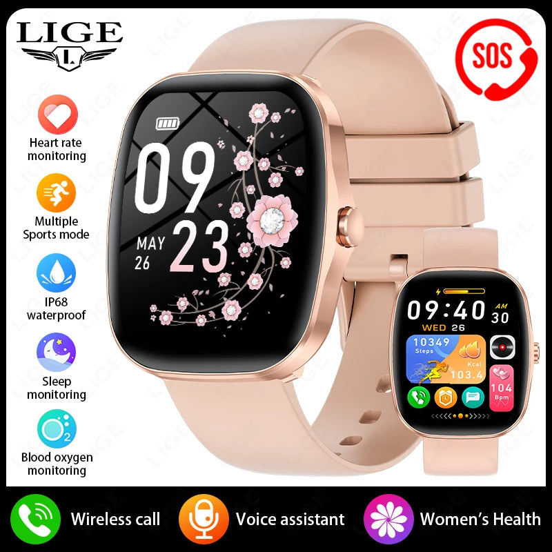 LIGE Nuevo reloj inteligente con pantalla táctil completa para hombres y mujeres, pulsera con monitor de frecuencia cardíaca, rastreador de ejercicios deportivos resistente al agua, reloj inteligente para hombres y mujeres
