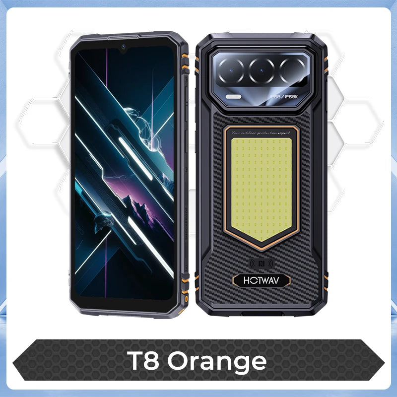 Smartphone resistente HOTWAV T8 6,75'' 120Hz 4GB RAM 64GB ROM Teléfono móvil 6200mAh 20W Súper luz de camping Android 16