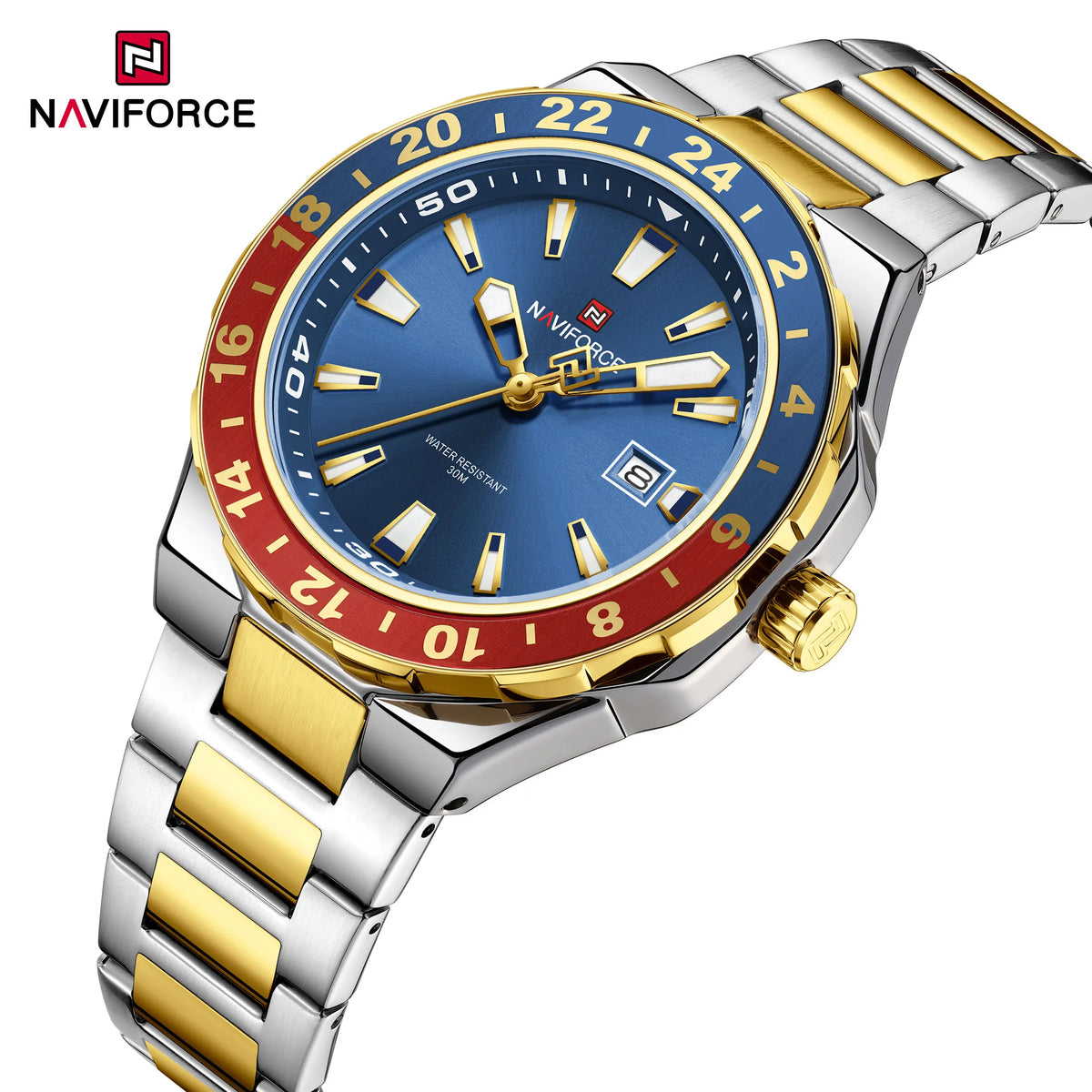 Relojes de lujo para hombre NAVIFORCE, reloj deportivo de cuarzo resistente al agua, reloj de pulsera militar con correa de acero inoxidable, Relogio Masculino