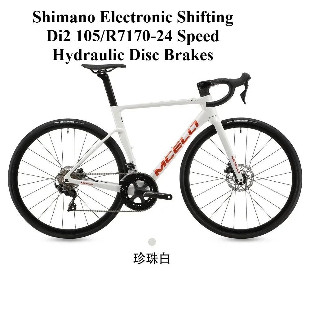 Bicicleta de carretera de fibra de carbono T800 de alto rendimiento, ultraligera de 7,5 kg, edición dedicada al equipo de carreras YUZHE, V2 105 Di2 R7170-24S, con frenos de disco hidráulicos