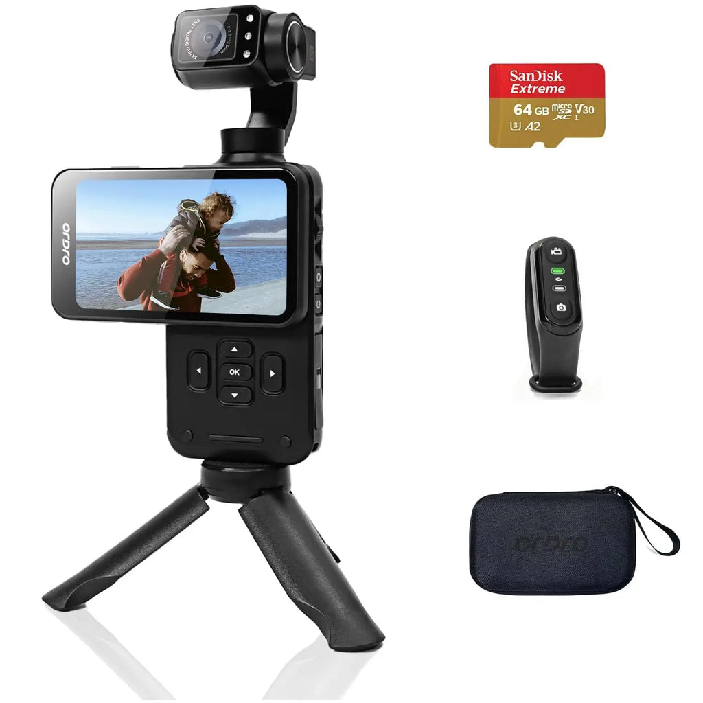 ORDRO M5 5K videocámara de vídeo de bolsillo de acción visión nocturna infrarroja IR cámara Vlog con pantalla táctil grande con trípode Control remoto tarjeta SD