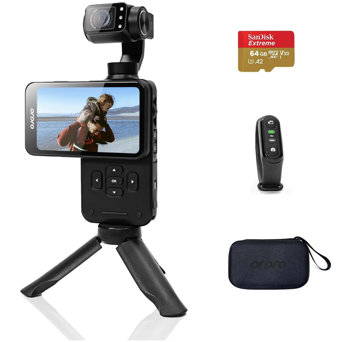 ORDRO M5 5K videocámara de vídeo de bolsillo de acción visión nocturna infrarroja IR cámara Vlog con pantalla táctil grande con trípode Control remoto tarjeta SD
