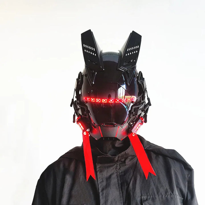 Máscara Cyber punk LED peinado trenza Halloween Navidad juego de rol casco fiesta regalo para adultos ﻿