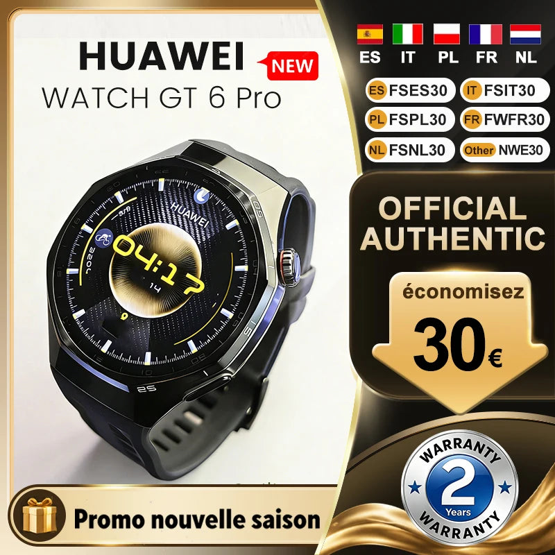 Reloj inteligente HUAWEI Watch GT 6 Pro 46mm GPS, pantalla táctil AMOLED de 1.47'', hasta 21 días de autonomía, nivel profesional de ciclismo,