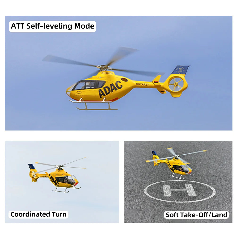 Helicóptero RC FLYWING EC135 con Luz LED, Control de Vuelo ACE, Helicóptero a Escala EC135, Tamaño 470, Helicópteros RC de 4 Aspas y 6 Canales