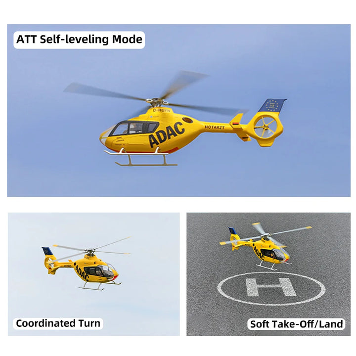 Helicóptero RC FLYWING EC135 con Luz LED, Control de Vuelo ACE, Helicóptero a Escala EC135, Tamaño 470, Helicópteros RC de 4 Aspas y 6 Canales