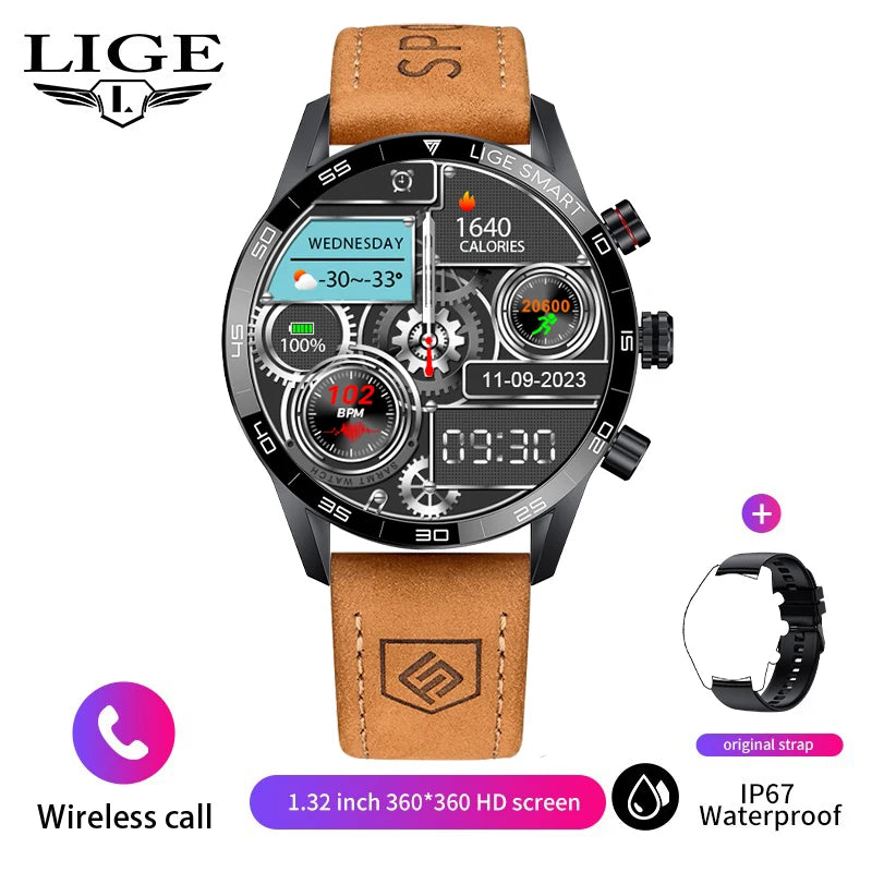 Reloj inteligente empresarial LIGE para hombre, llamada Bluetooth, monitor de salud, resistente al agua IP67, rastreador de actividad física, pulsera inteligente, reloj inteligente 2024