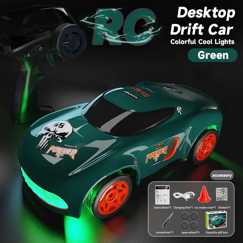 Coche RC 1/64, 2.4G 4WD, coche de carreras a escala mini de alta velocidad para escritorio, tracción en las cuatro ruedas, modelo de carreras GTR a control remoto, juguete para niños