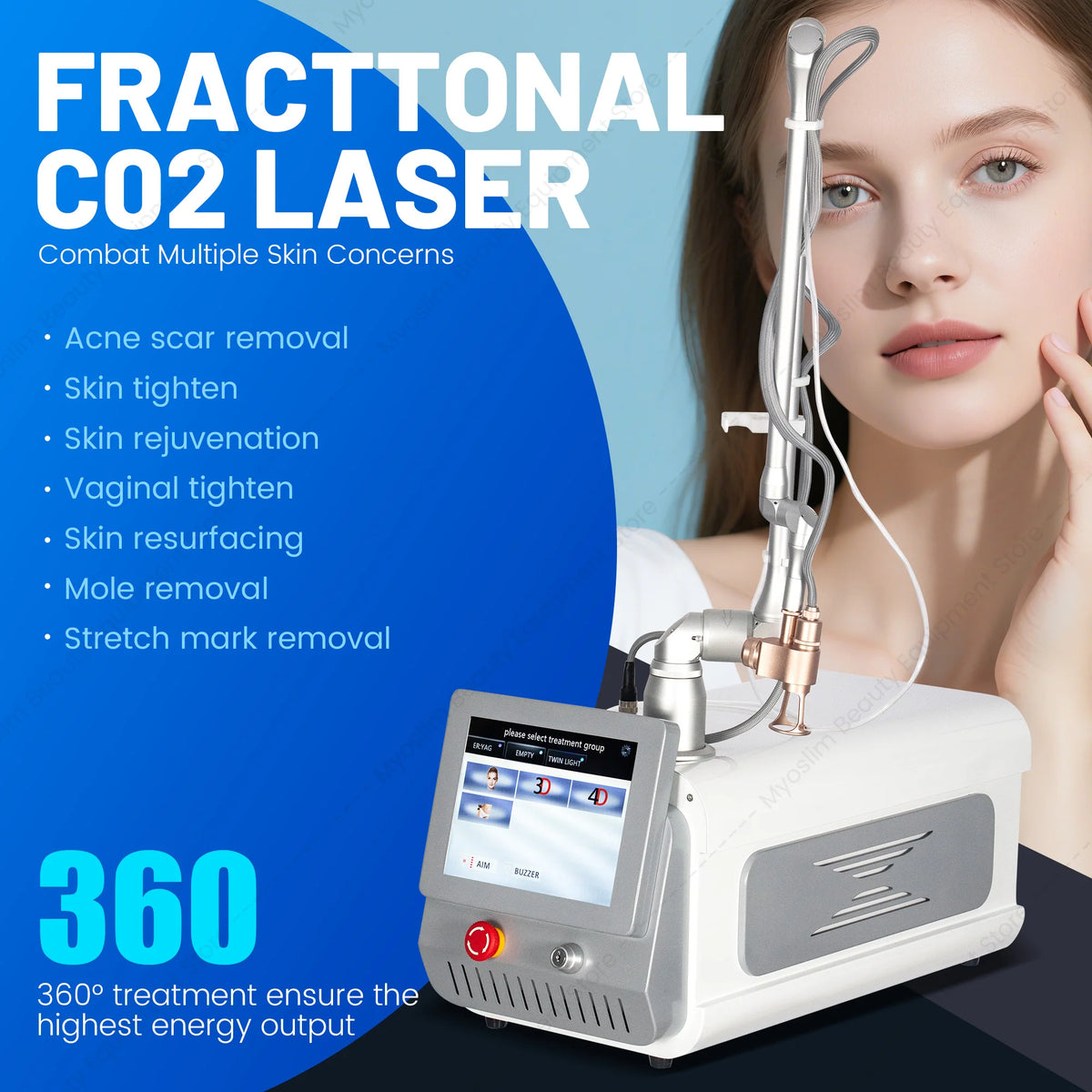 Máquina Láser Fraccional de CO2 Profesional para Eliminación de Arrugas y Estrías, Reducción de Cicatrices, Dispositivo de Cuidado de la Piel