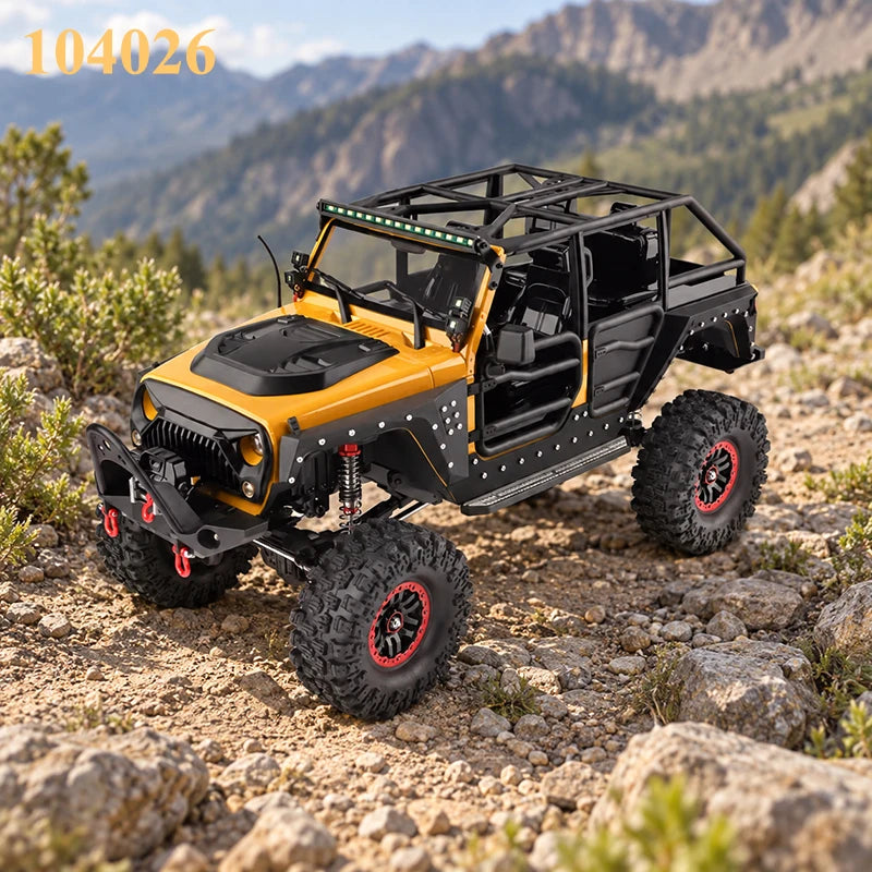 104026 RC Rock Crawler 1/10 Camioneta Todoterreno 4WD de Escalada, Coche de Juguete con Control Remoto 2.4G para Regalo y Hobby