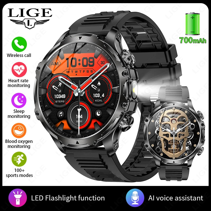 Nuevo reloj inteligente LIGE Ultra AMOLED HD de 1,9 pulgadas, 416*416, para hombre, con llamadas Bluetooth, batería de 700 mAh, deportivo, fitness, resistente al agua