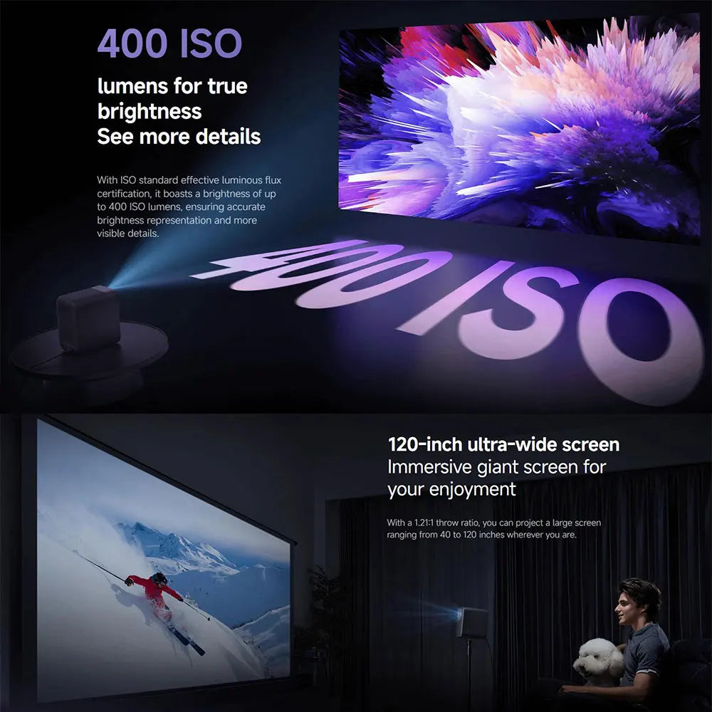 Proyector inteligente Xiaomi L1 Pro, Google TV 400 lúmenes ISO, resolución física 1080p, enfoque automático y corrección automática de la clave, Audio Dolby