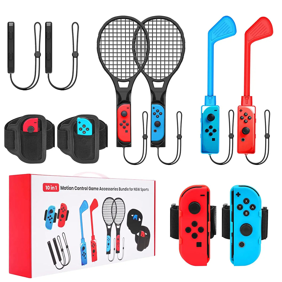 Kit de Accesorios Deportivos 10 en 1 para Switch/Switch OLED, Paquete de Accesorios para Juegos Deportivos 10 en 1 para Nintendo Switch