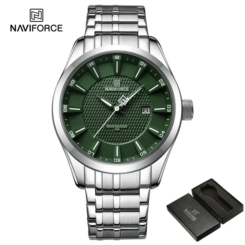 Reloj de pulsera para hombre NAVIFORCE, marca de lujo, fecha automática, reloj de negocios para hombre, acero inoxidable, deportivo, militar, reloj original para hombre 8032