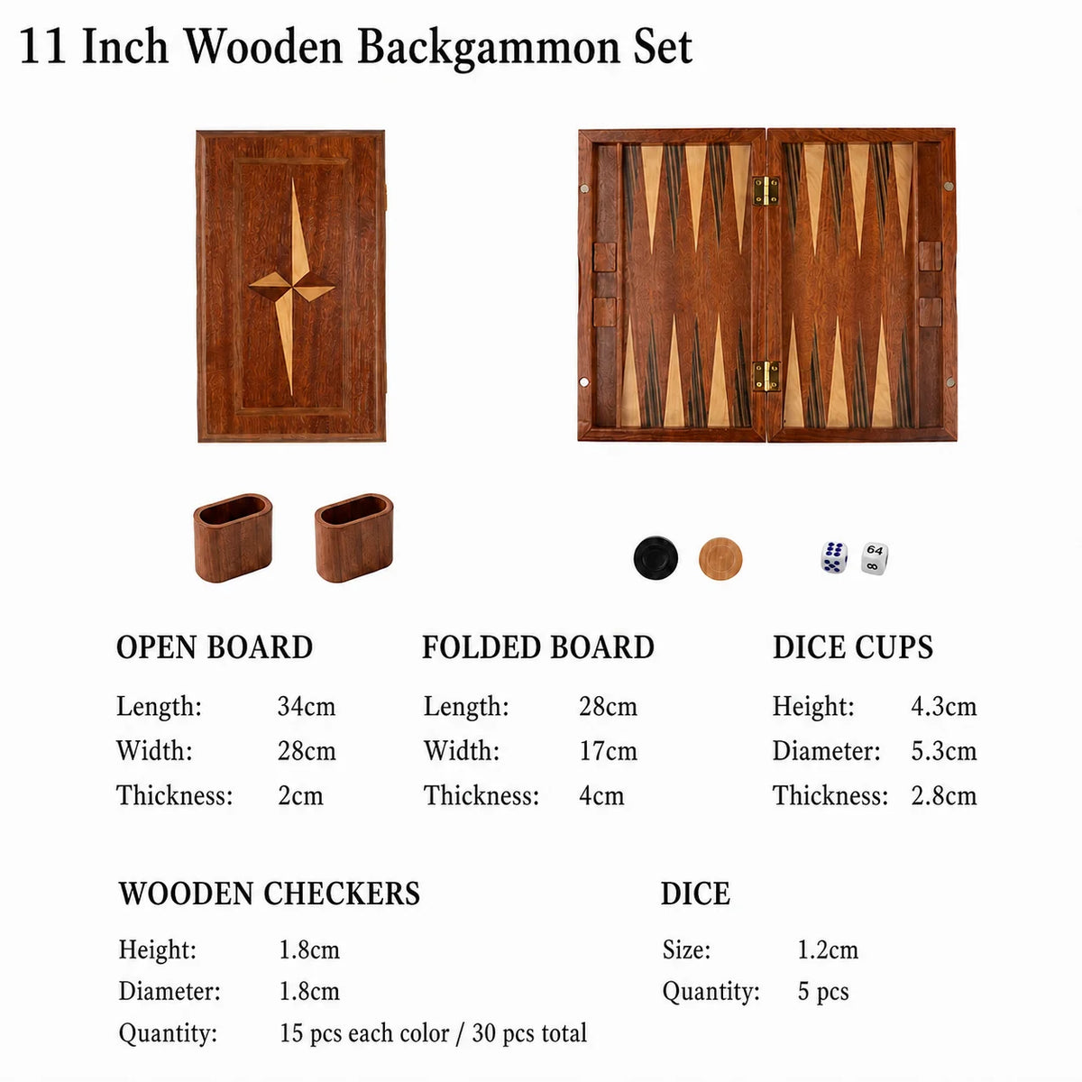 Juego de ajedrez y backgammon profesional de lujo, de madera maciza, tablero grande plegable de 11 a 19 pulgadas, hecho a mano, regalo para juegos de mesa familiares