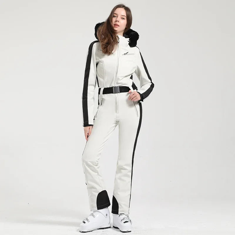 Traje de esquí de una pieza para mujer, chaqueta cálida para Snowboard al aire libre, conjunto de esquí, monos impermeables a prueba de viento, ropa de invierno, novedad de 2025
