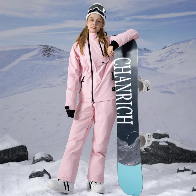 Trajes de esquí gruesos para hombres y mujeres, tablas de snowboard de montaña, pantalones de nieve, a prueba de viento, impermeable, cálido, conjunto de pareja