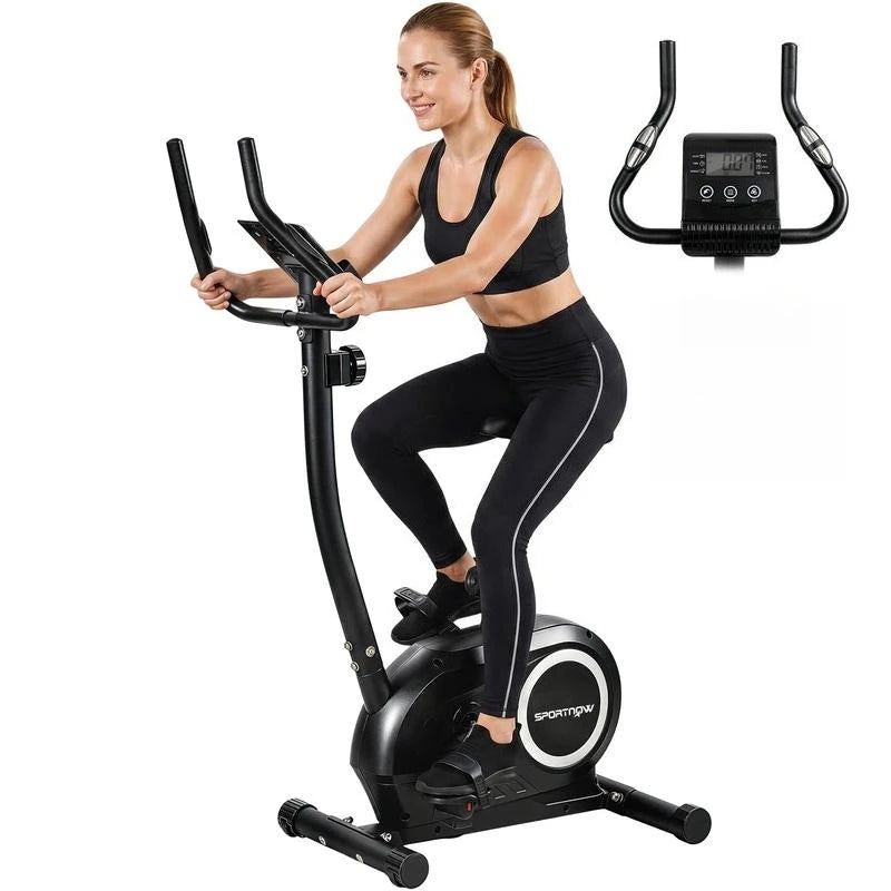 Bicicleta estática con altura ajustable - Resistencia magnética - Sensores de pulso - Soporte para teléfono - Ideal para el hogar, la oficina, el gimnasio - Equipo de fitness silencioso para interiores