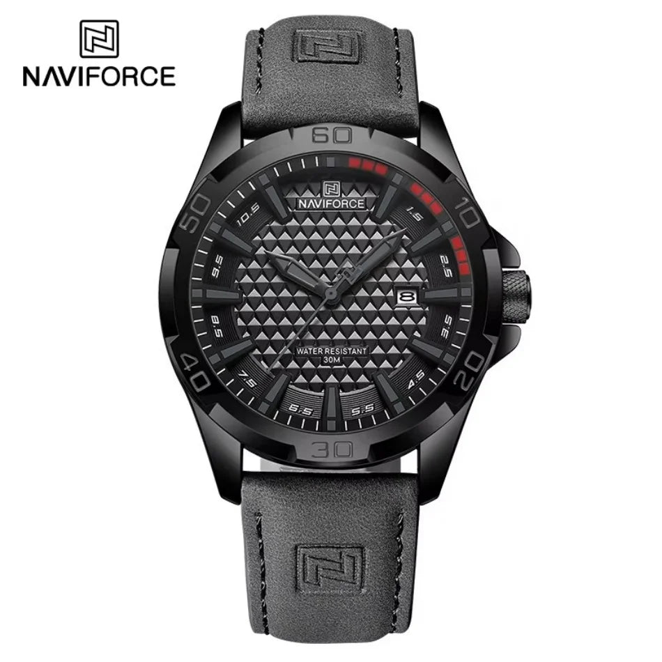 NAVIFORCE Reloj de pulsera de cuarzo deportivo militar informal para hombre, reloj masculino de negocios de cuero impermeable Relogio Masculino