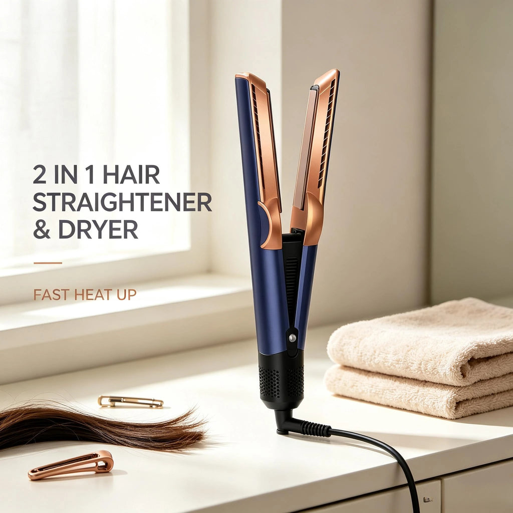 2 en 1: plancha para alisar el cabello y secador profesional, con calentamiento rápido, ideal para peinar el cabello, no daña el cabello, tanto si está húmedo como seco, herramienta para uso en salones de belleza y en cas