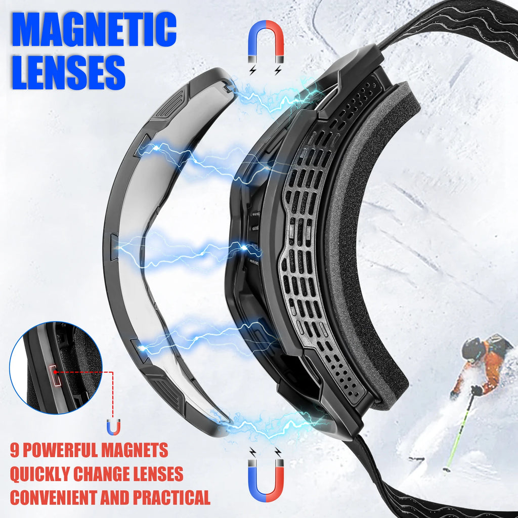 KAPVOE lente de atracción magnética deportes al aire libre gafas de esquí fotocromáticas protección esquí Snowboard correa antideslizante gafas de nieve
