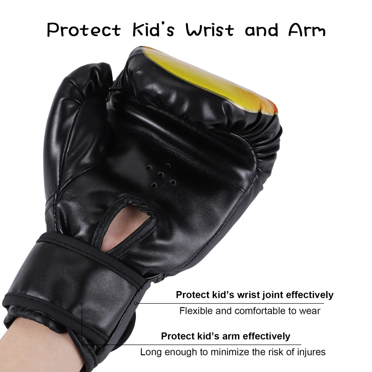 1 Par de Guantes de Boxeo de Cuero para Niños, Guantes de Entrenamiento de Boxeo, Guantes de Gimnasio para Niños, Protector de Manos