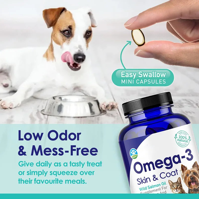 Aceite de Pescado Omega 3 para Perros, Capturado en la Naturaleza en Islandia, Suplemento para la Piel y el Pelo, para la Caída del Pelo, Piel Seca y con Picazón y Alergias