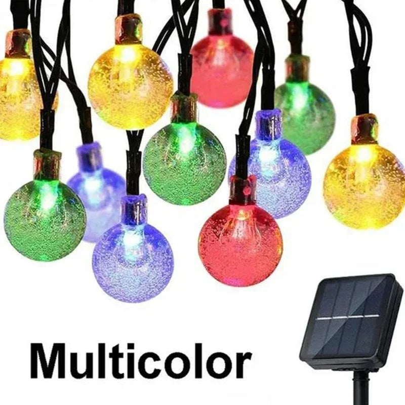 Guirnalda de luces solares para exteriores con globos de cristal, 8 modos de iluminación, lámpara impermeable para patio, jardín, porche y bodas