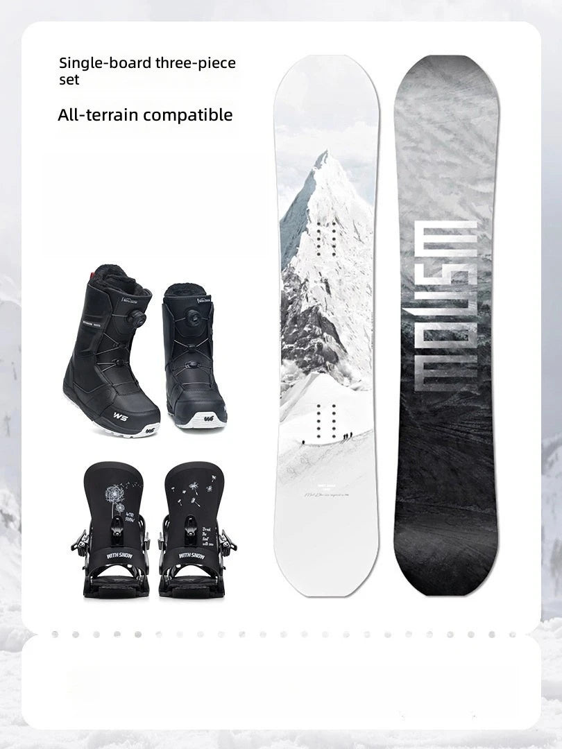 Conjunto de Snowboard para Todas las Montañas, Botas y Fijaciones para Snowboard, Equipo Completo de 3 Piezas para Esquí, para Hombres y Mujeres