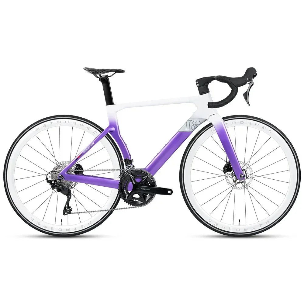 Bicicleta de carretera TWITTER T8pro 105 Kit R7120-24 velocidades, cableado interno, frenos de disco hidráulicos R7070, bicicleta aerodinámica de fibra de carbono T800