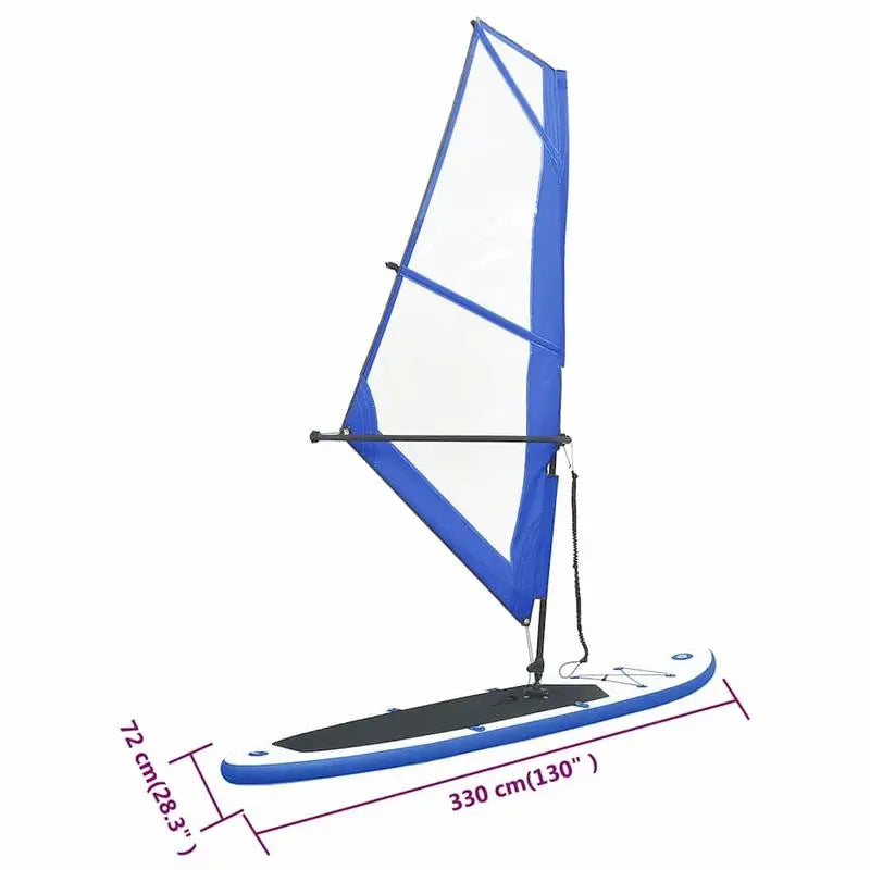 Kit de SUP Inflable con Vela Azul y Blanca, Tabla de Paddle Surf para Lago, Río, Mar, Deportes Acuáticos al Aire Libre, Windsurf, Aventura Familiar, Playa, Camping, Náutica, Ocio, Adultos, Principiantes, Viajes