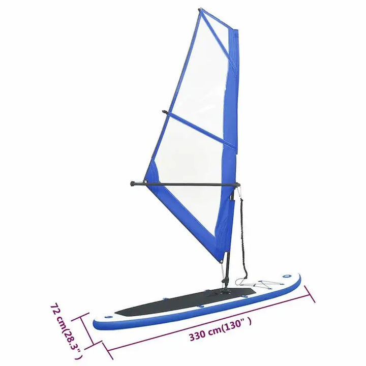 Kit de SUP Inflable con Vela Azul y Blanca, Tabla de Paddle Surf para Lago, Río, Mar, Deportes Acuáticos al Aire Libre, Windsurf, Aventura Familiar, Playa, Camping, Náutica, Ocio, Adultos, Principiantes, Viajes