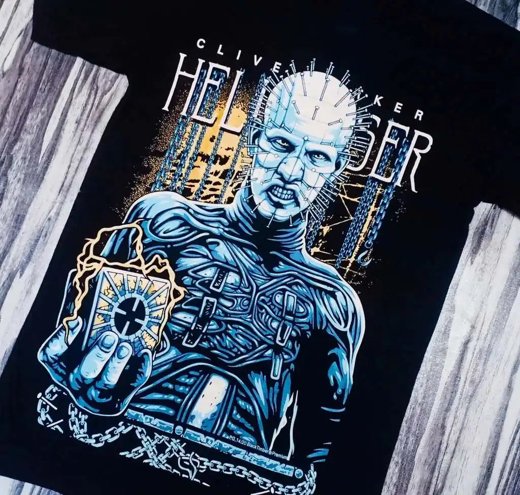 Camiseta gráfica de la película de terror Hellraiser, con el personaje Pinhead de Clive Barker, de algodón, para hombre y mujer, estilo urbano.