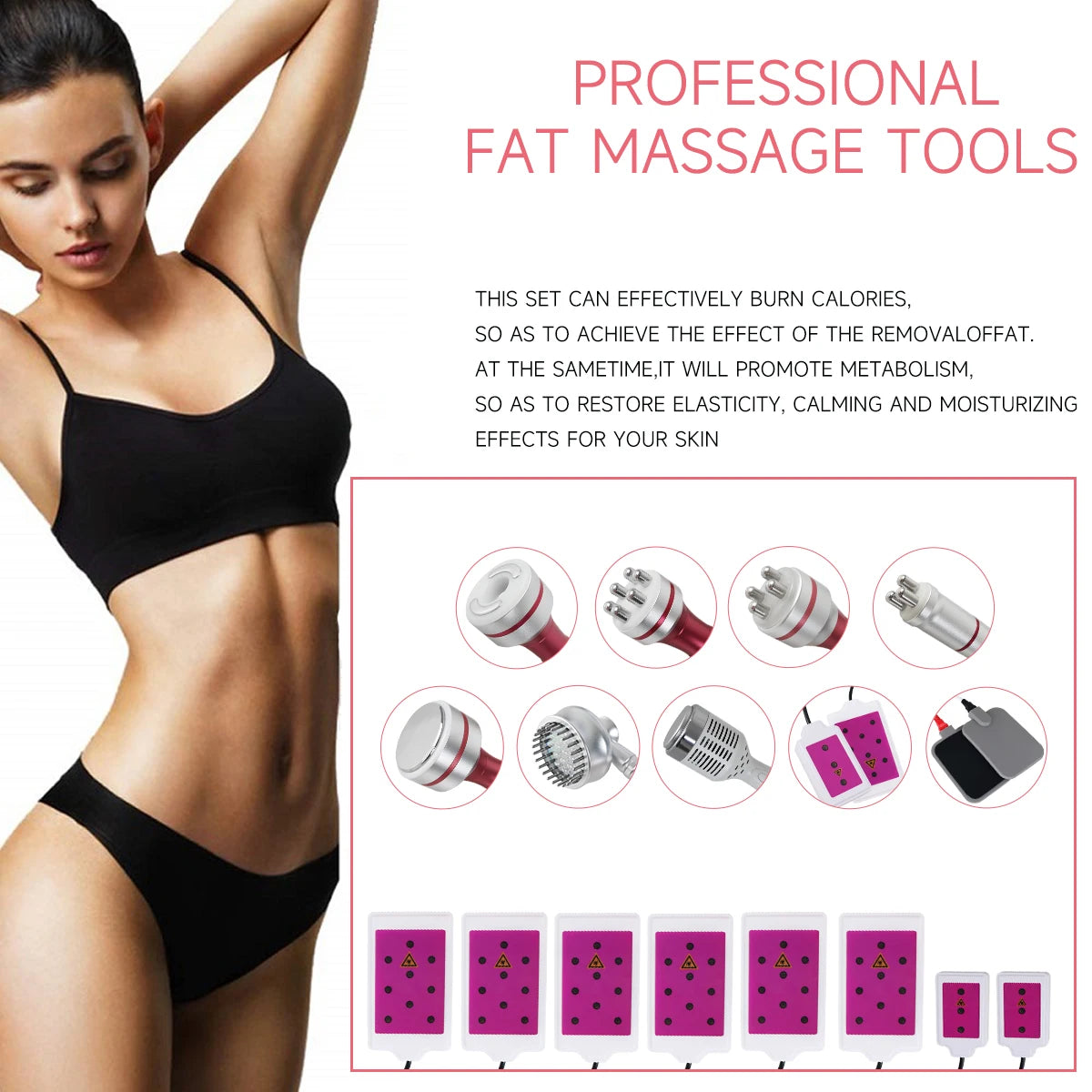 Máquina de Belleza 9 en 1, Nueva, 80K, Cavitación, Vacío, Adelgazamiento, Masaje, Radiofrecuencia RF, Dispositivo de Lifting y Tensado de la Piel del Rostro
