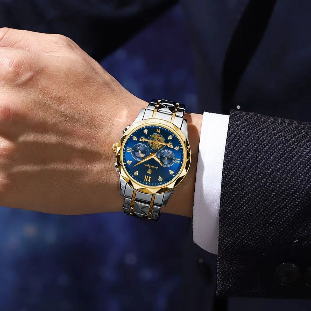 Reloj de pulsera creativo POEDAGAR para hombre, reloj de cuarzo empresarial de acero inoxidable, cronógrafo, resistente al agua, luminoso, a la moda
