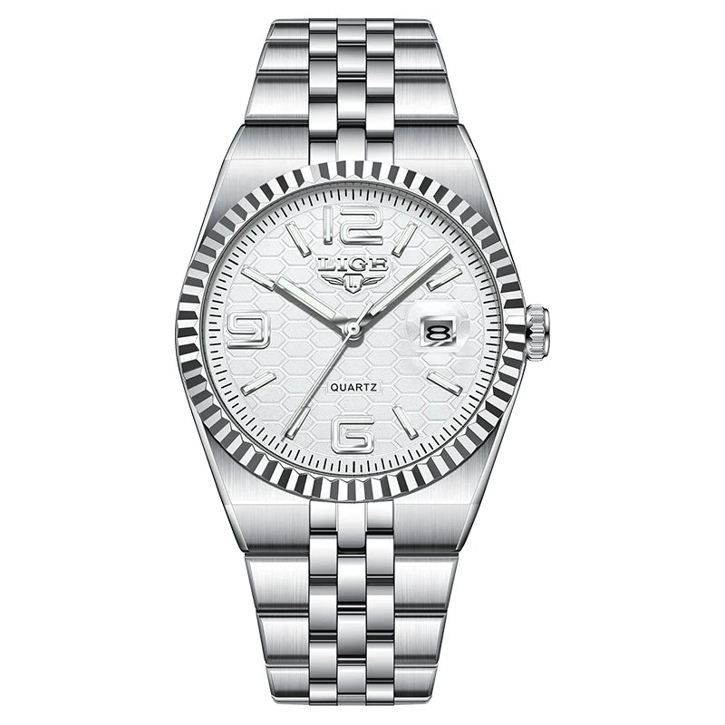 Reloj de pulsera de cuarzo LIGE para hombre, esfera de panal color azul Tiffany, luminoso, resistente al agua 3ATM, reloj de negocios para hombre