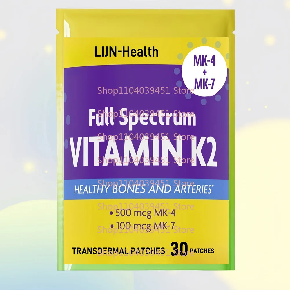 30 Parches Transdérmicos de Vitamina K2 en Forma de MK7 y MK4 - Favorece la Salud General y la Fuerza Ósea