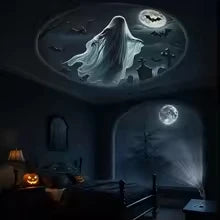 Halloween USB LED Projection Lamp with 6 Patterns Ghost Bat Skull Spider Projector Light for Party Room Window Decoration