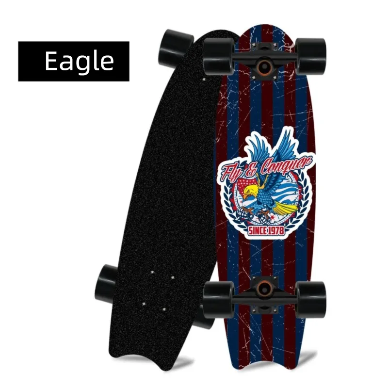 Patineta de madera de arce con cuatro ruedas y diseño de cola de pez, ideal para principiantes, para desplazarse y practicar patinaje urbano.