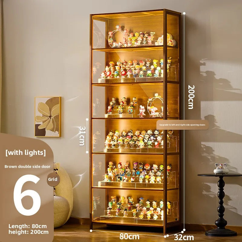Vitrina de exhibición de madera maciza con puerta de vidrio de lujo, a prueba de polvo, diseño para modelos de cajas ciegas, gabinete de almacenamiento.