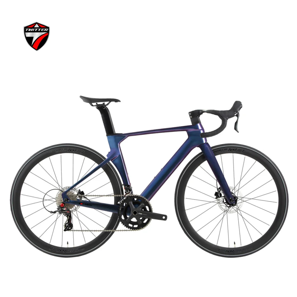TWITTER R10Pro 105R7120-24 velocidades, bicicleta de carretera de fibra de carbono T800 rompevientos con frenos de disco hidráulicos, 56 cm