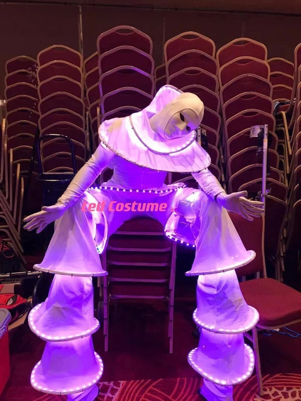 Traje de Robot LED Gogo, cambio de Color, disfraz de andador de paletas iluminadas, vestido gigante luminoso, actuación en club nocturno, disfraz de Halloween