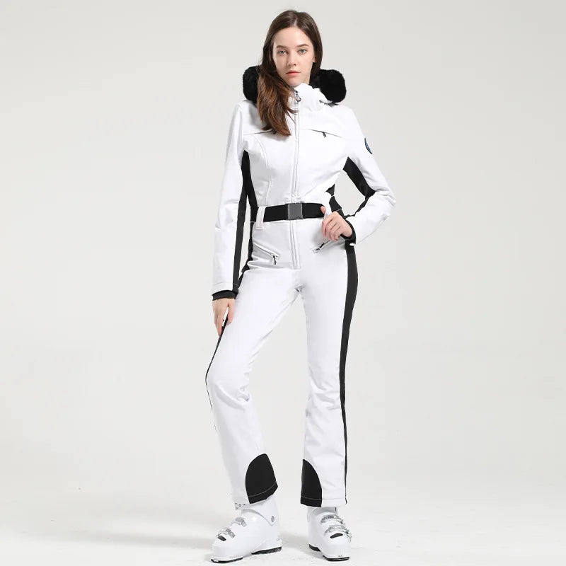 Traje de esquí de una pieza para mujer, monos gruesos de Snowboard para mujer, ropa transpirable impermeable a prueba de viento para invierno, traje de esquí
