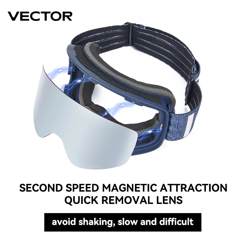 Gafas de Esquí VECTOR de Doble Capa Antivaho con Absorción Magnética, Cilíndricas, UV400, para Hombre y Mujer, Gafas de Snowboard POC