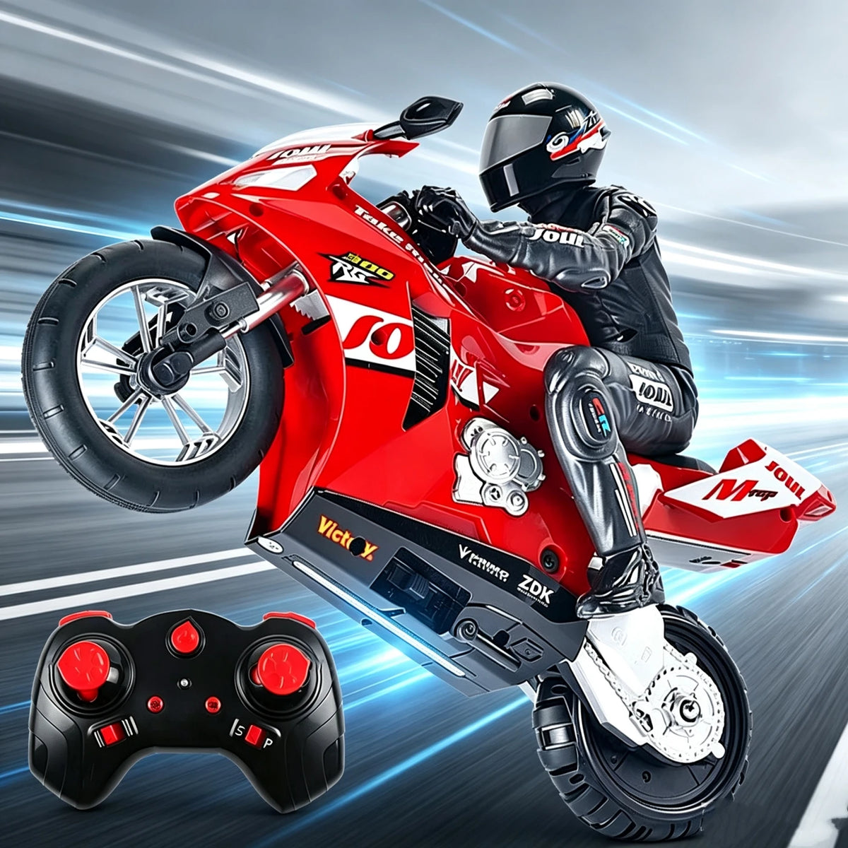 2.4G RC Motorcycle with Light Self-Balancing High Speed Remote Control Stunt Motorbike Racing Drift Cars Electric Motorcycle Toy