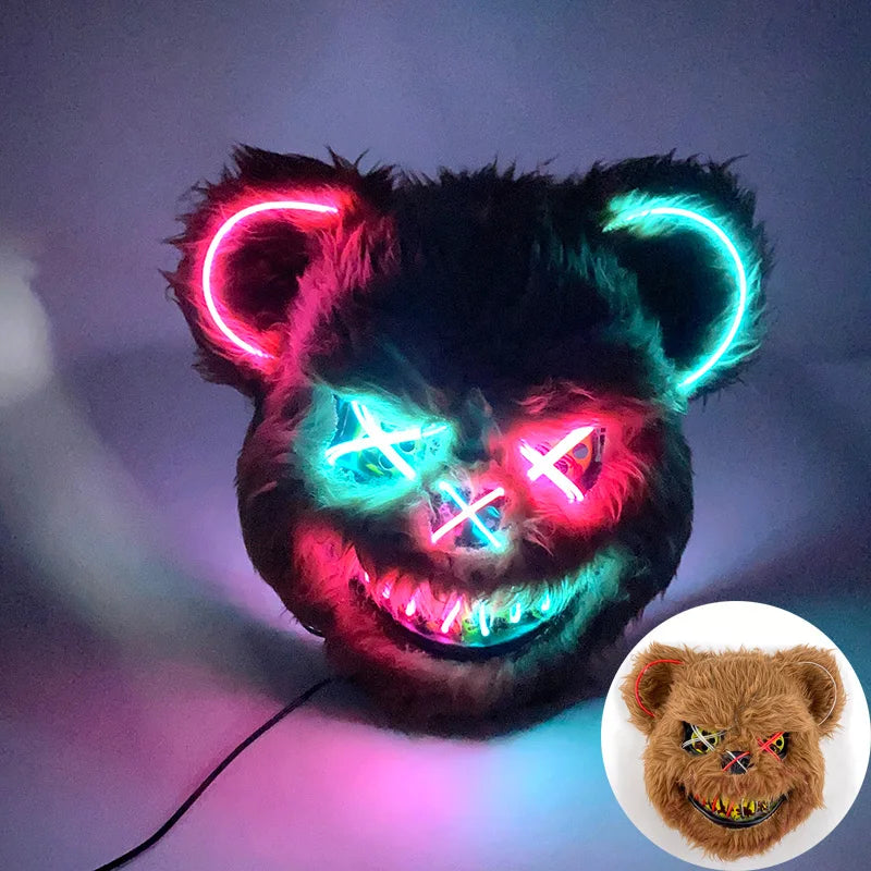 Máscara de Zorro Luminosa de Neón para Hombres, Máscaras de Disfraz Luminosas para Halloween, Brilla en la Oscuridad, Disfraz de Cosplay, Decoración para Fiestas de Disfraces