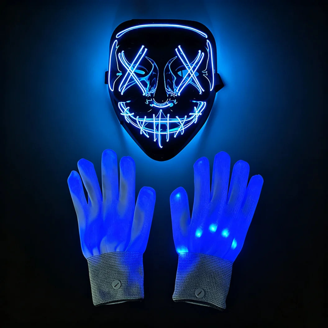 Máscara de Zorro Luminosa de Neón para Hombres, Máscaras de Disfraz Luminosas para Halloween, Brilla en la Oscuridad, Disfraz de Cosplay, Decoración para Fiestas de Disfraces
