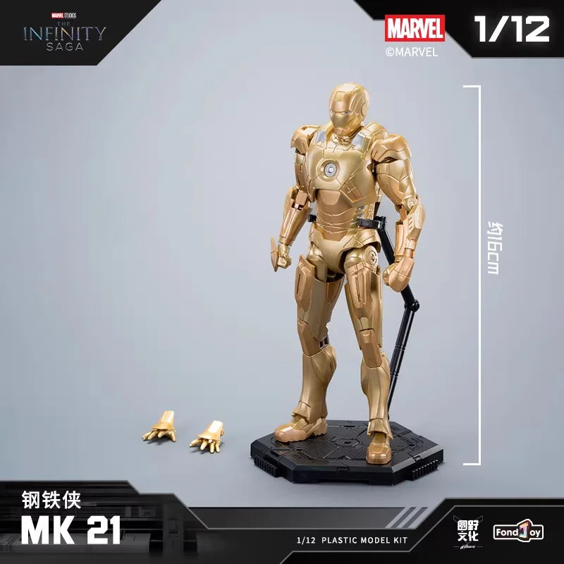 Fondjoy Marvel 1:12 Serie de Montaje 3 Iron Man 3 Mk3 Figura de Acción Caja Sorpresa Vengadores Saga Infinita Modelo Coleccionable Juguete Regalo