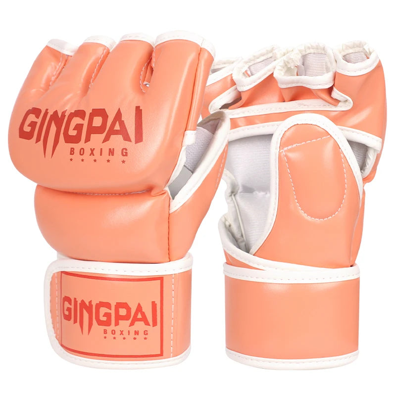 Nuevos guantes MMA de lucha de medio dedo, saco de boxeo de PU, guantes de boxeo de cuero PU de alta calidad, guantes de competición de media lucha MMA